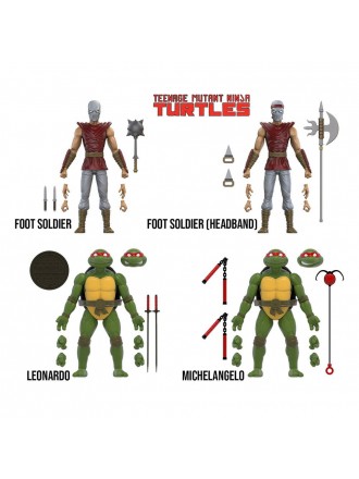 4-Pack Mirage Comics Foot Soldiers & Turtles Exclusive - Teenage Mutant Ninja Turtles BST AXN Action Figure (13 cm)