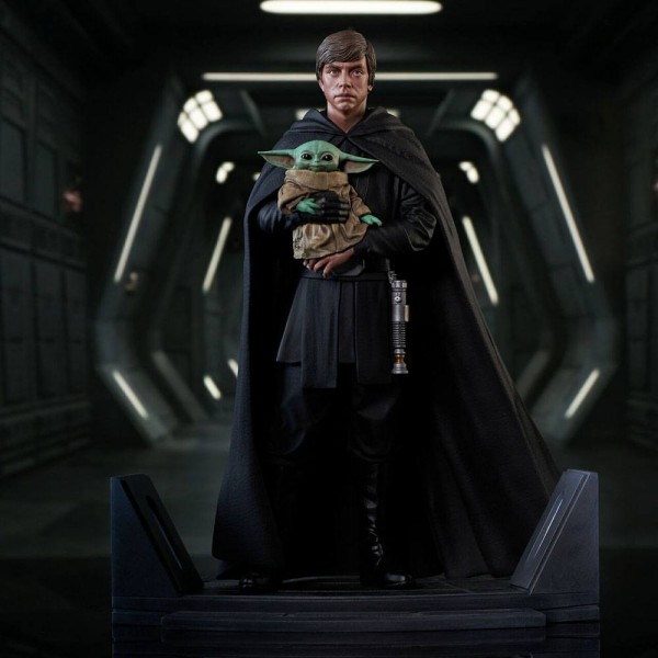 Luke Skywalker e Grogu - Star Wars: The Mandalorian Premier Collection (25 cm)